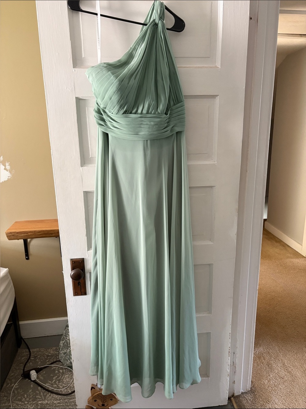 Azazie A Line Charlize One Shoulder dress in Matcha size A16